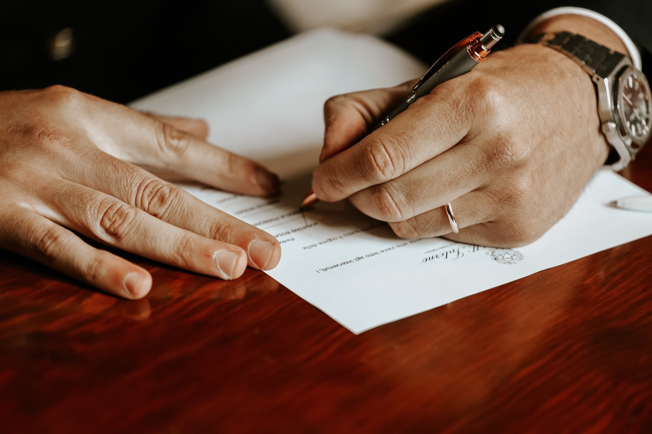 Signing the marriage certificate