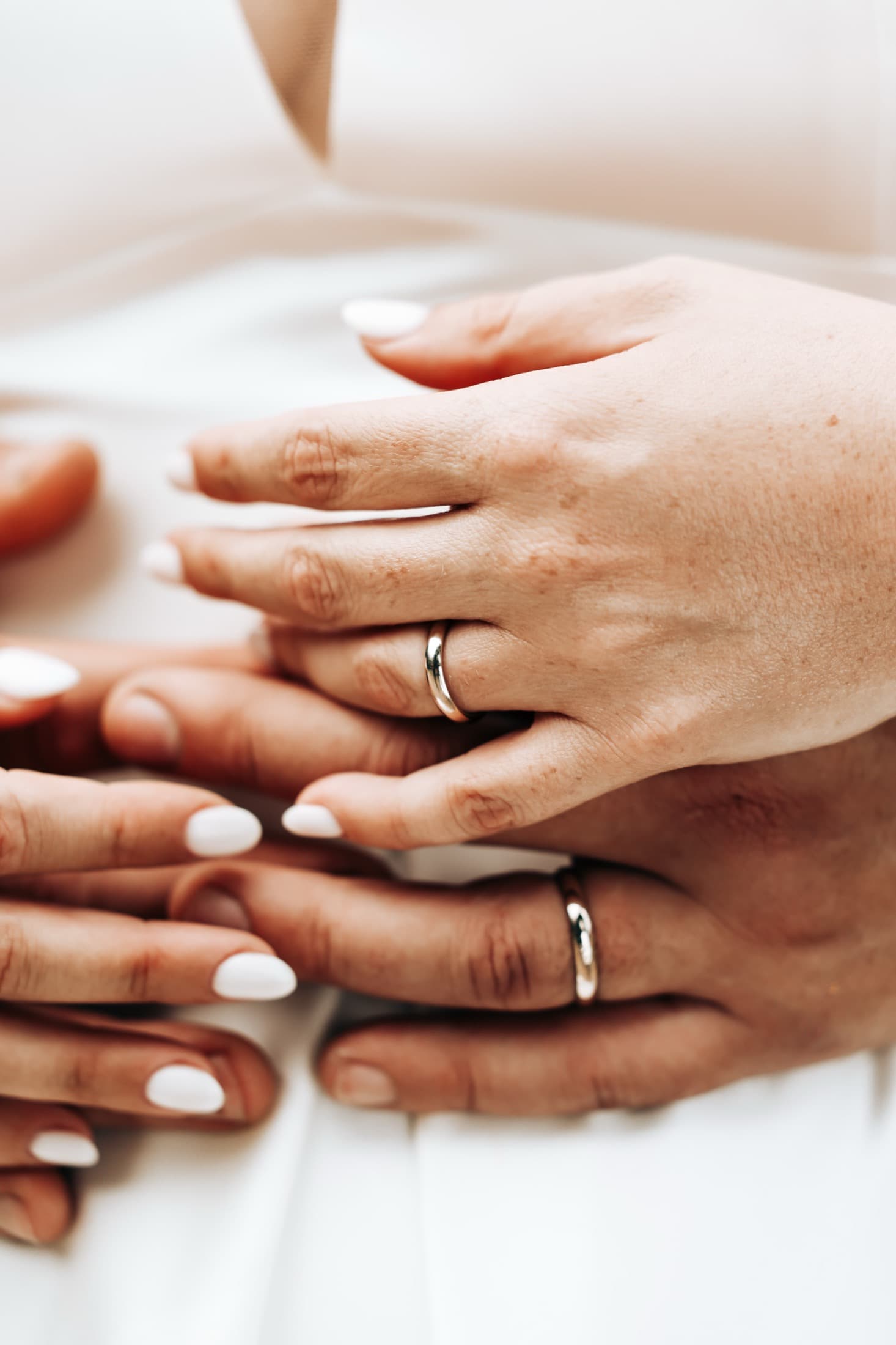 Wedding rings, hands detail shot